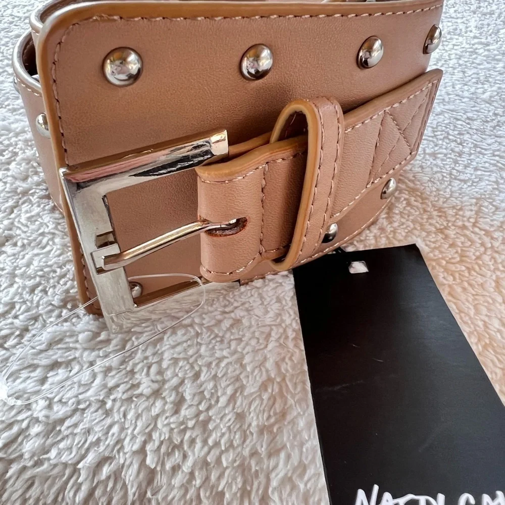 NASTY GAL NUDE STUD WIDE WAIST BELT ONE SIZE NWT